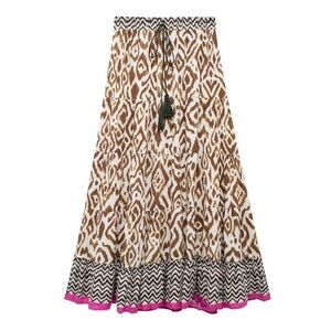 ZARA multi print boho maxi skirt drawstring Tassel‎ size small